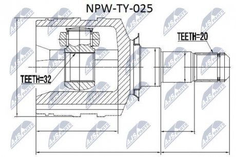 ШАРНИР РАВНЫХ УГЛОВЫХ СКОРОСТЕЙ NTY NPW-TY-025