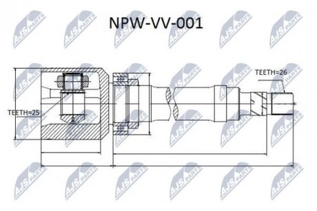 ШАРНИР РАВНЫХ УГЛОВЫХ СКОРОСТЕЙ NTY NPW-VV-001 (фото 1)