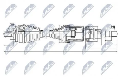Фото піввісь | volvo v40 d2/t3/t4 12- /прав,mtm/ NTY NPWVV065 ПІВВІСЬ | VOLVO V40 D2/T3/T4 12- /ПРАВ,MTM/ NTY NPWVV065