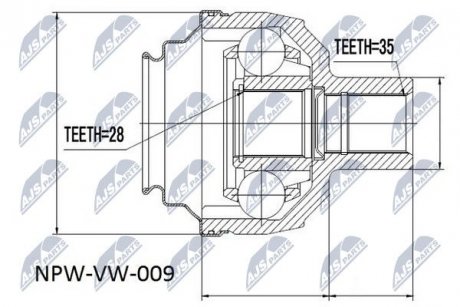 ШАРНИР РАВНЫХ УГЛОВЫХ СКОРОСТЕЙ NTY NPW-VW-009