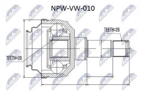 ШРКШ внутр. лів. (26x28x40mm) VW Sharan/Ford Galaxy 1.8TDI/2.0 16V/2.8 VR6 96- NTY NPW-VW-010