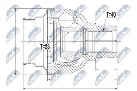 ШАРНІР РІВНИХ КУТОВИХ ШВИДКОСТЕЙ | VW GOLF V 1.4TSI 07-09, TIGUAN 1.4TSI, 2.0TDI 07-, AUDI A3 1.4TFSI ATM 07-13, Q3 09-, SKODA SUPERB 1.8TSI ATM 08- NTY NPW-VW-031