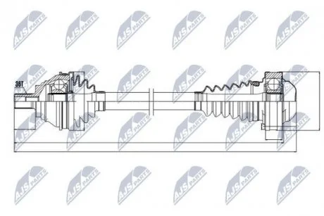 Полуось vw golf v/vi 03- passat 05- caddy 04- touran 03- jetta 05-, cc 11- skoda octavia, 1k0407271b NTY NPWVW032