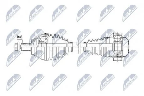 ПІВВІСЬ | VW GOLF VII 1.4TSI 14-, GOLF SPORTSVAN 1.4TSI 14-, SKODA OCTAVIA III 1.4TSI,1.8TSI 13-, AUDI A3 1.8TSI 12-, SEAT LEON 1.4TSI,1.8TSI 12- /ЛІВ/ NTY NPWVW063