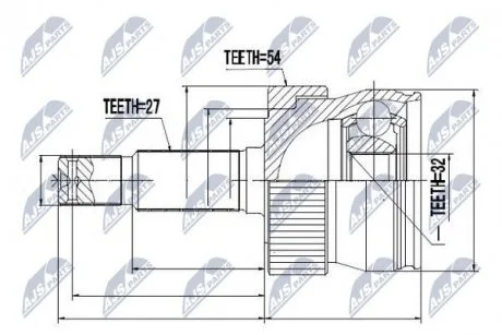 ШАРНІР РІВНИХ КУТОВИХ ШВИДКОСТЕЙ | JEEP CHEROKEE -97, GRAND CHEROKEE -12.98, WRANGLER TJ 2.5,4.5 97- /+ABS/ NTY NPZ-CH-008