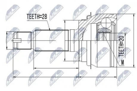 ШАРНІР РІВНИХ КУТОВИХ ШВИДКОСТЕЙ | HONDA CR-V 07- /ЗАД/ NTY NPZ-HD-047