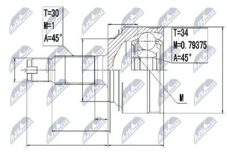 ШАРНІР РІВНИХ КУТОВИХ ШВИДКОСТЕЙ | HONDA ACCORD CU 2.0I, 2.2I-DTEC, 2.4I 08- /MTM/, CR-V 2.2I-DTEC 07-16 NTY NPZHD061