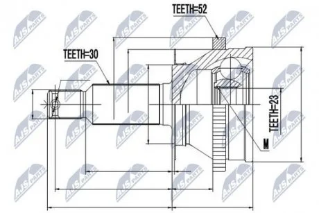 ШАРНІР РІВНИХ КУТОВИХ ШВИДКОСТЕЙ | HYUNDAI SANTA FE 2.2CRDI 05- ЗАД NTY NPZ-HY-513