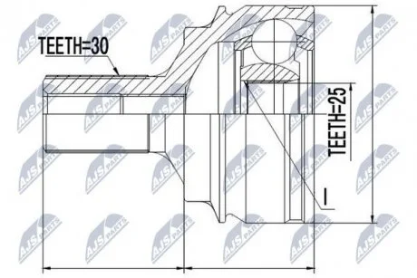 ШАРНІР РІВНИХ КУТОВИХ ШВИДКОСТЕЙ | MERCEDES 4MATIC C-KLASA 204 07-, S-KLASA 217, 221, 222 04-, E-KLASA 212 08-13, GLK 204 08-15, CL 216 05-13, CLS 218 10- NTY NPZ-ME-016