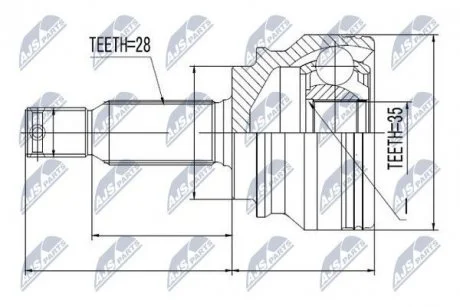 ШАРНІР РІВНИХ КУТОВИХ ШВИДКОСТЕЙ | MITSUBISHI OUTLANDER CW 06-, ASX 10-, CITROEN C-CROSSER 07-12, PEUGEOT 4007 07-12, 4008 12- NTY NPZ-MS-036