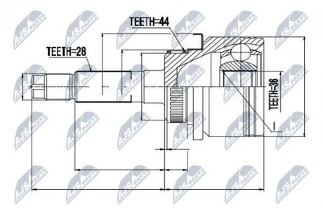 Шарнір рівних кутових швидкостей (ШРУС), зовнішній, комплект NTY NPZ-MZ-040
