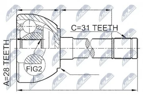 ШАРНІР РІВНИХ КУТОВИХ ШВИДКОСТЕЙ | NISSAN PATROL GR Y61 97- NTY NPZ-NS-049