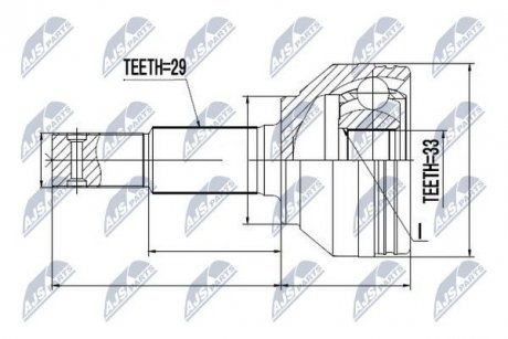 ШАРНИР РАВНЫХ УГЛОВЫХ СКОРОСТЕЙ NTY NPZ-NS-082