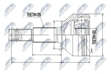 ШАРНІР РІВНИХ КУТОВИХ ШВИДКОСТЕЙ | NISSAN QASHQAI 06- NTY NPZ-NS-082