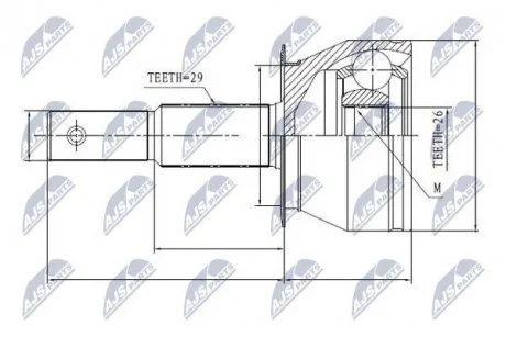 ШАРНІР РІВНИХ КУТОВИХ ШВИДКОСТЕЙ | NISSAN NAVARA D40 /ATM/ 05-, PATHFINDER R51 /ATM/ 05- NTY NPZ-NS-085