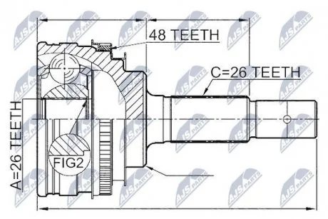 ШАРНІР РІВНИХ КУТОВИХ ШВИДКОСТЕЙ | LEXUS RX300 MCU15 98-03, TOYOTA HIGHLANDER ACU25/MCU25/MCU28 00-07 ЗАД NTY NPZ-TY-003