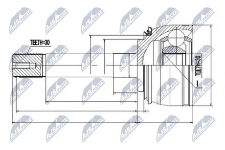 ШАРНІР РІВНИХ КУТОВИХ ШВИДКОСТЕЙ | TOYOTA LANDCRUISER 4.2TD, 4.7V8 98-02, LEXUS LX470 98-06 NTY NPZ-TY-018