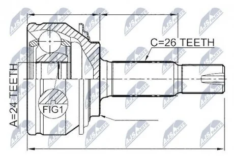 Фото шАРНІР РІВНИХ КУТОВИХ ШВИДКОСТЕЙ | TOYOTA YARIS 1.4D-4D 05-, YARIS 1.33 10- NTY NPZ-TY-065 ШАРНІР РІВНИХ КУТОВИХ ШВИДКОСТЕЙ | TOYOTA YARIS 1.4D-4D 05-, YARIS 1.33 10- NTY NPZ-TY-065