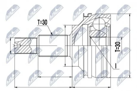 ШАРНІР РІВНИХ КУТОВИХ ШВИДКОСТЕЙ | LEXUS GS300/330/350/460 AWD 05-12, IS250 AWD 10-13 /ПЕРЕД/ NTY NPZ-TY-074