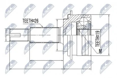 Фото шАРНІР РІВНИХ КУТОВИХ ШВИДКОСТЕЙ | TOYOTA YARIS 1.0 06- /19 ЗУБОВ/ NTY NPZ-TY-090 ШАРНІР РІВНИХ КУТОВИХ ШВИДКОСТЕЙ | TOYOTA YARIS 1.0 06- /19 ЗУБОВ/ NTY NPZ-TY-090
