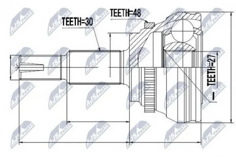 ШАРНІР РІВНИХ КУТОВИХ ШВИДКОСТЕЙ | LEXUS RX270/350/450H GL10 08-, HIGHLANDER U40/45/48 07-13 NTY NPZ-TY-094