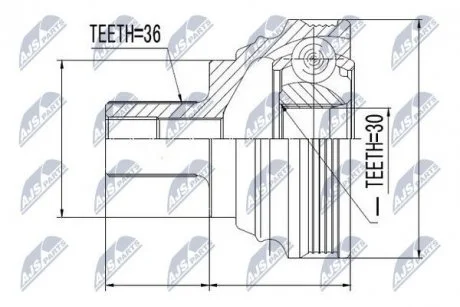 ШАРНІР РІВНИХ КУТОВИХ ШВИДКОСТЕЙ | VW ENG.1.4 GOLF V 03-, GOLF V PLUS 05-, GOLF V VARIANT 07-, SKODA OCTAVIA II 04- NTY NPZ-VW-030