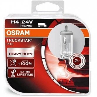 Автолампа H4 24V 75W P43t Truckstar Pro +100% Heav OSRAM 64196TSPHCB