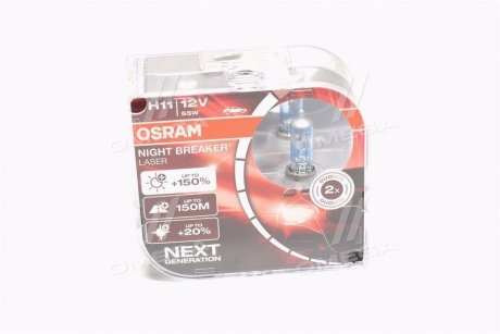 Автолампа Night Breaker Laser H11 PGJ19-2 55 W прозрачно-голубая OSRAM 64211NLHCB (фото 1)