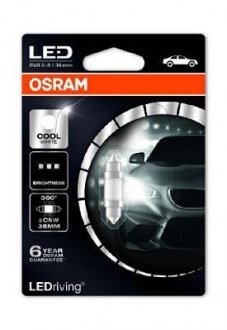 Лампа світлодіодна C5W LED 12V 1W 6000K 36MM SV8,5 OSRAM 6498CW01B