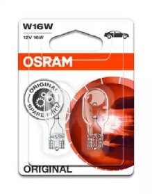 Лампа W16W; W16W 12V 16W W2, 1X9, 5D 2шт OSRAM 92102B