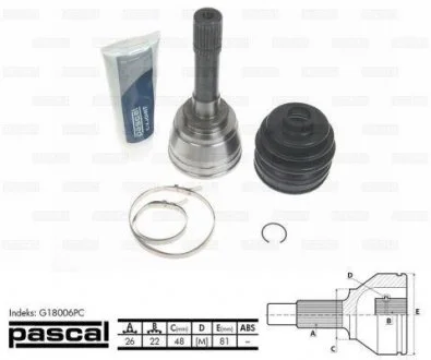 Шарнир приводного вала PASCAL G18006PC