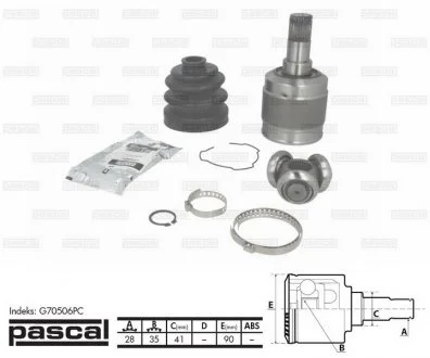 Шрус ВНУТРЕННИЙ ЛЕВЫЙ PASCAL G70506PC