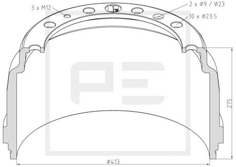 Тормозной барабан PE AUTOMOTIVE 12607400