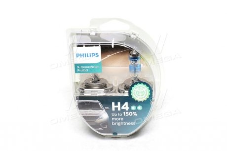 Лампочка X-tremeVision Pro150 галоген H4 (2 шт, 12 В, 60/55 Вт, тип гнезда: P43T-38) PHILIPS 12342XVPS2