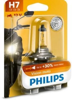 ЛампочкаH7 12V/55W PX26D +30% VISION MOTO. 1SZT. PHILIPS 12972PRBW (фото 1)