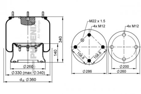 Кожух пневматической рессоры PHOENIX 1D28A2