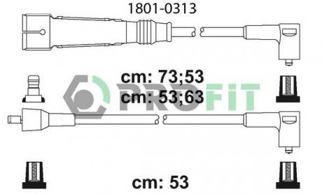 Дроти запалення, набір SEAT IBIZA, CORDOBA 93-99, VW GOLF, VENTO, PASSAT 83-99 PROFIT 18010313 (фото 1)