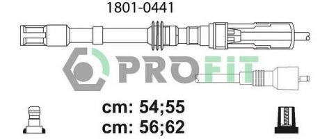 Дроти запалення, набір SKODA OCTAVIA 97-, SEAT LEON, VW GOLF, BORA 96-06 (1.8L 20V) PROFIT 1801-0441