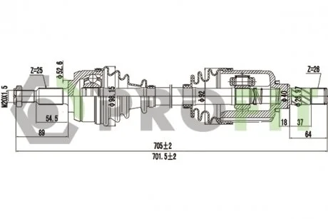Піввісь PROFIT 2730-1336