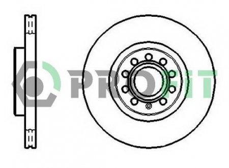 Диск гальмівний SKODA OCTAVIA A5 04-, SUPERB 02-08, VW GOLF V, VI 03-, CADDY 04-, PASSAT 05- FRONT PROFIT 50101305