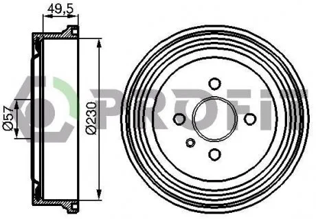 Фото барабан гальмівний PROFIT 5020-0062 Барабан гальмівний PROFIT 5020-0062