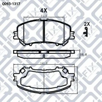 Фото колодки гальмівні передні (141.8x60.5x16.8) Q-fix Q093-1317 Колодки гальмівні передні (141.8x60.5x16.8) Q-fix Q093-1317