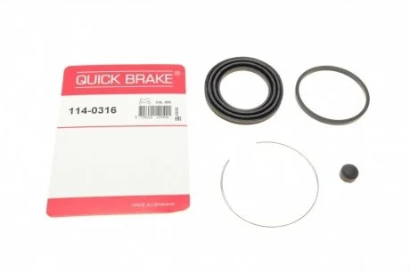 Ремкомплект гальмівного супорта передн Лів/Прав (діаметр поршня: 54) MITSUBISHI COLT III, COLT IV, ECLIPSE I, GALANT VI, GALANT VII, LANCER IV, LANCER V, SPACE, SPACE RUNNER 1.6-2.0D 11.87-10.03 QUICK BRAKE 114-0316