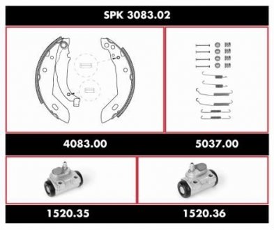 Комплект тормозов, барабанный тормозной механизм REMSA SPK308302 (фото 1)