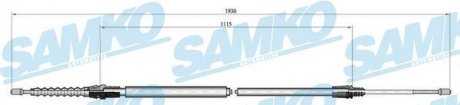 Трос ручного гальма.r. P207 tarcze /L,P/ 1907/1115 SAMKO C0001B