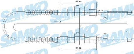 Трос ручного гальма.r. CI/FI/PE /L,P/ 2825/875+875 SAMKO C0175B