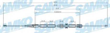 Трос ручного гальма.r. MONDEO III 1720/1515 SAMKO C0263B (фото 1)