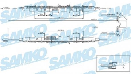 Трос ручного гальма. ASTRA G 1254/1060+1060 bкbny SAMKO C0536B (фото 1)