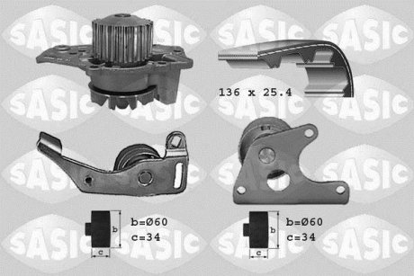 Насос води + комплект зубчатого ремня SASIC 3900001