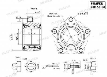 Подшипник передний Ford Transit, 00-06, (45x53x78), монт. ккт.+ SHAFER SH15260K